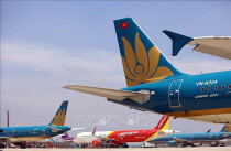 Máy bay của các hãng hàng không tại sân bay Nội Bài (Hà Nội).