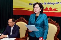 Thống đốc Ngân hàng Nhà nước Nguyễn Thị Hồng phát biểu kết luận tại hội nghị tín dụng bất động sản sáng nay (8/2).