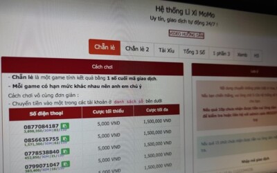 Giao diện một trang web cờ bạc hướng dẫn đánh bạc trên ví điện tử MoMo