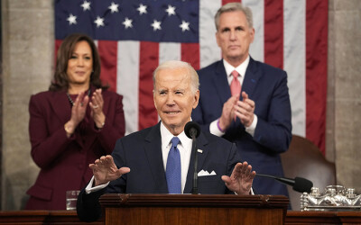 Tổng thống Joe Biden trong buổi phát biểu Thông điệp Liên bang 2023.