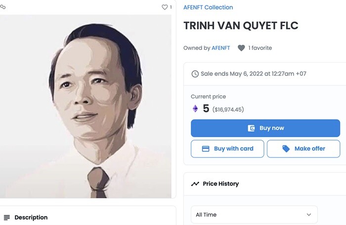 Ảnh NFT của ông Trịnh Văn Quyết được rao bán với giá 'khủng'