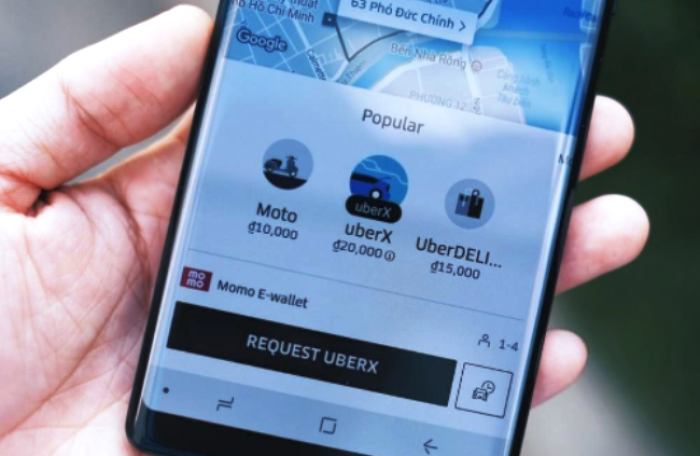 Uber cho thanh toán bằng ví điện tử MoMo