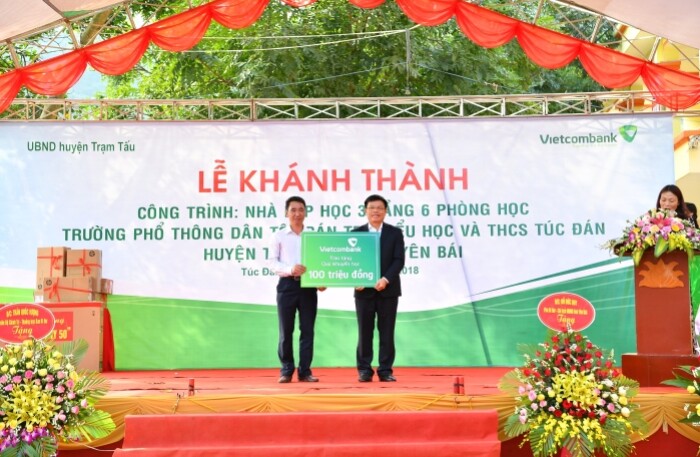 Khánh thành công trình nhà lớp học tại tỉnh Yên Bái do Vietcombank tài trợ 3 tỷ đồng