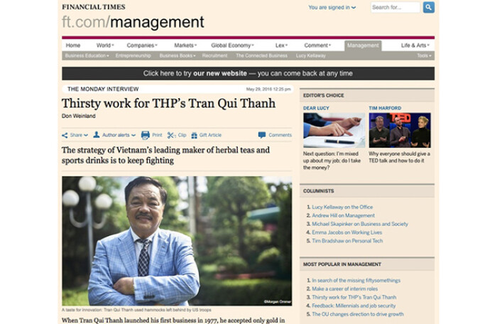 'Vua trà' Trần Quí Thanh trong phóng sự đặc biệt của Financial Times