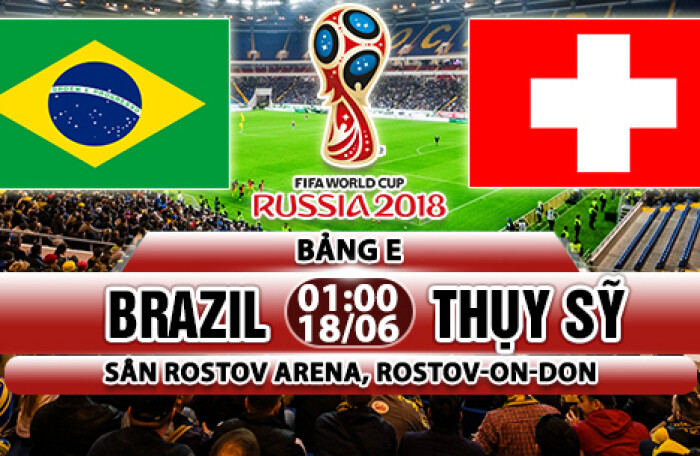 Xem trực tiếp Brazil vs Thụy Sỹ trên kênh VTV3 lúc 1h00 sáng 18/6