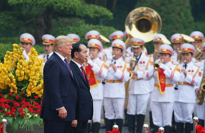 Hình ảnh Lễ đón chính thức Tổng thống Mỹ Donald Trump tại Phủ Chủ tịch