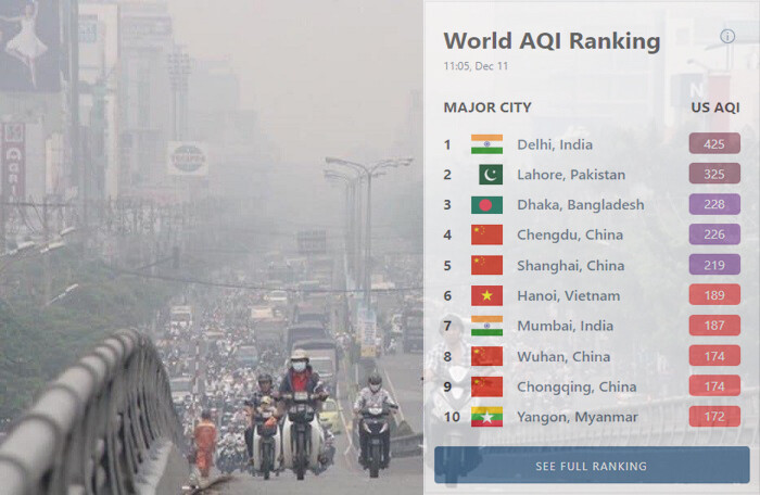 Hà Nội lại lọt top 10 thành phố có chất lượng không khí kém nhất toàn cầu, chỉ số AQI vượt ngưỡng 200