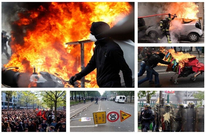 Biểu tình ngày Quốc tế Lao động biến thành bạo động ở Paris, 6 cảnh sát bị thương
