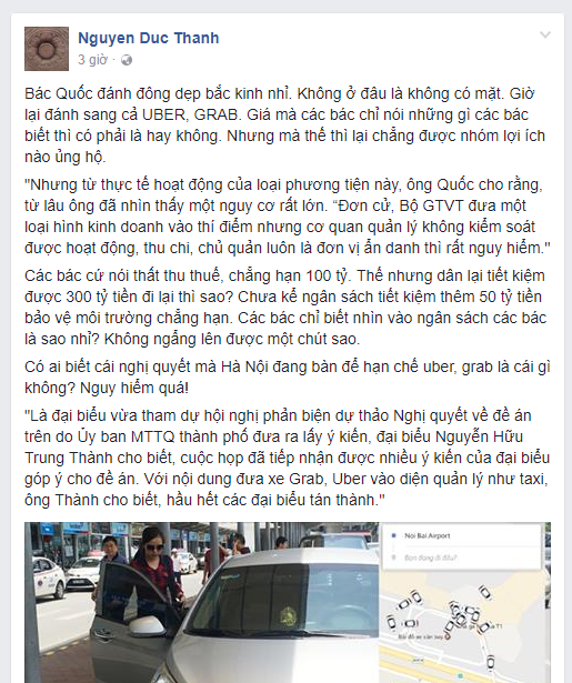 TS Nguyễn Đức Thành phản pháo ĐBQH Dương Trung Quốc về Uber, Grab ảnh 2