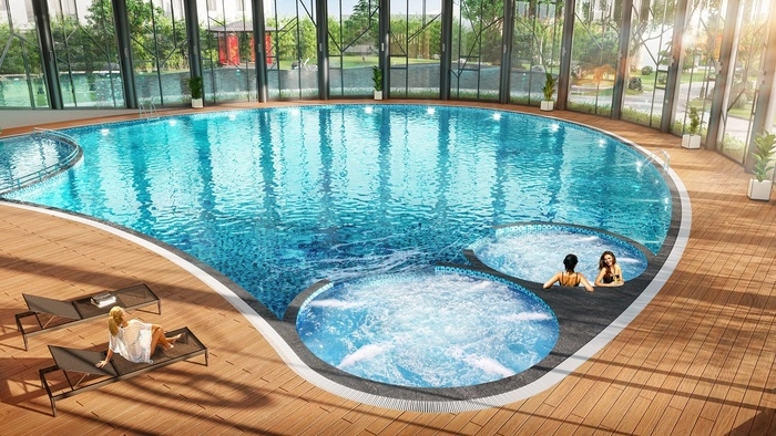 Bể bơi bốn mùa mái kính mang đến cho cư dân The Sakura - SA3 đặc quyền nghỉ dưỡng sang trọng suốt 365 ngày trong năm