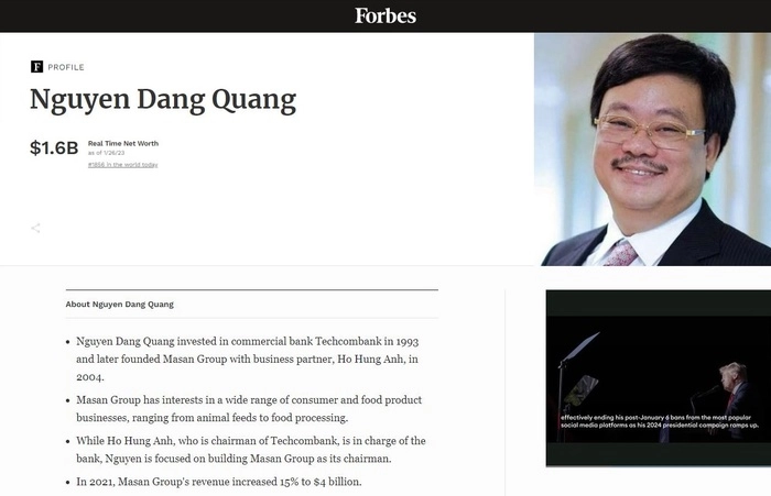 &Ocirc;ng Nguyễn Đăng Quang được Forbes vinh danh tr&ecirc;n bảng xếp hạng tỷ ph&uacute; to&agrave;n cầu