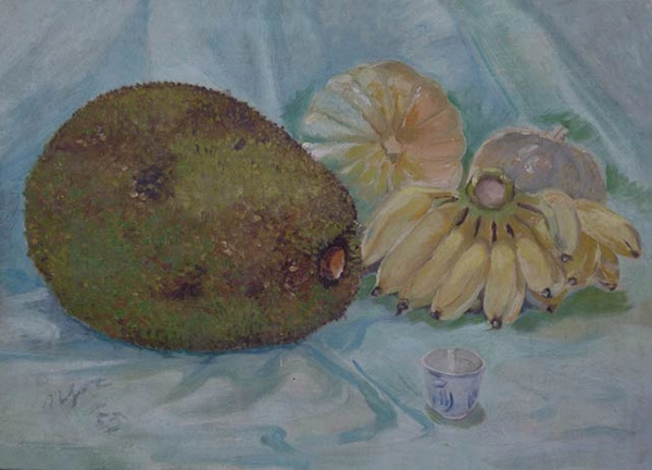 "Mít và chuối" - một tác phẩm nghệ thuật nổi tiếng của họa sĩ - thiền sư Trịnh Hữu Ngọc