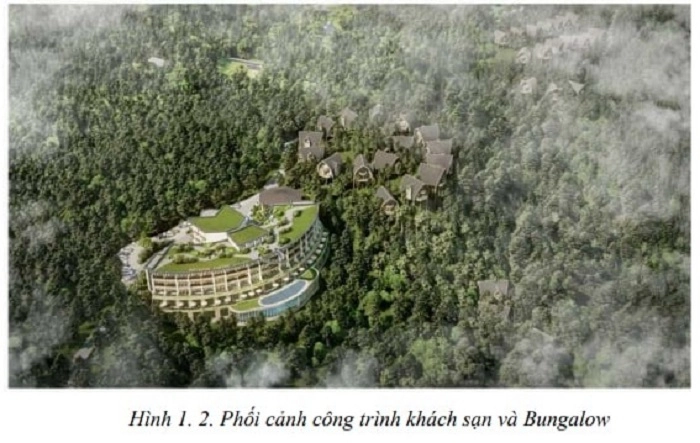 Phối cảnh kh&aacute;ch sạn, bungalow giữa rừng Tam Đảo. Ảnh: ĐTM.