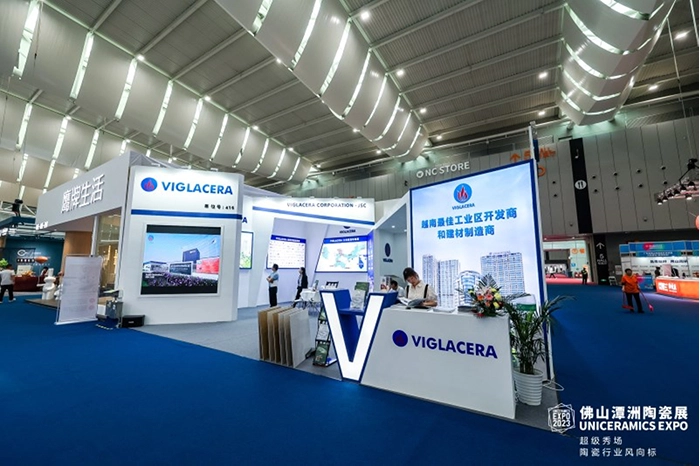Viglacera l&agrave; doanh nghiệp Việt Nam tại triển l&atilde;m Uniceramics Expo 2023, sự kiện lớn trong ng&agrave;nh gốm sứ, vật liệu x&acirc;y dựng&nbsp;(VLXD)&nbsp;Trung Quốc.